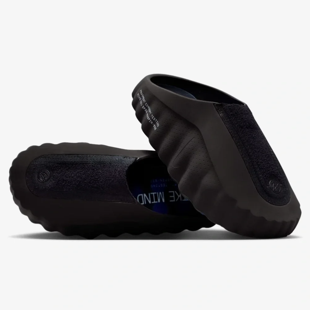 Nike Minds 001 x Fragment, BRAND NEW TAGS ON, Black clog/ slides with blue sole.